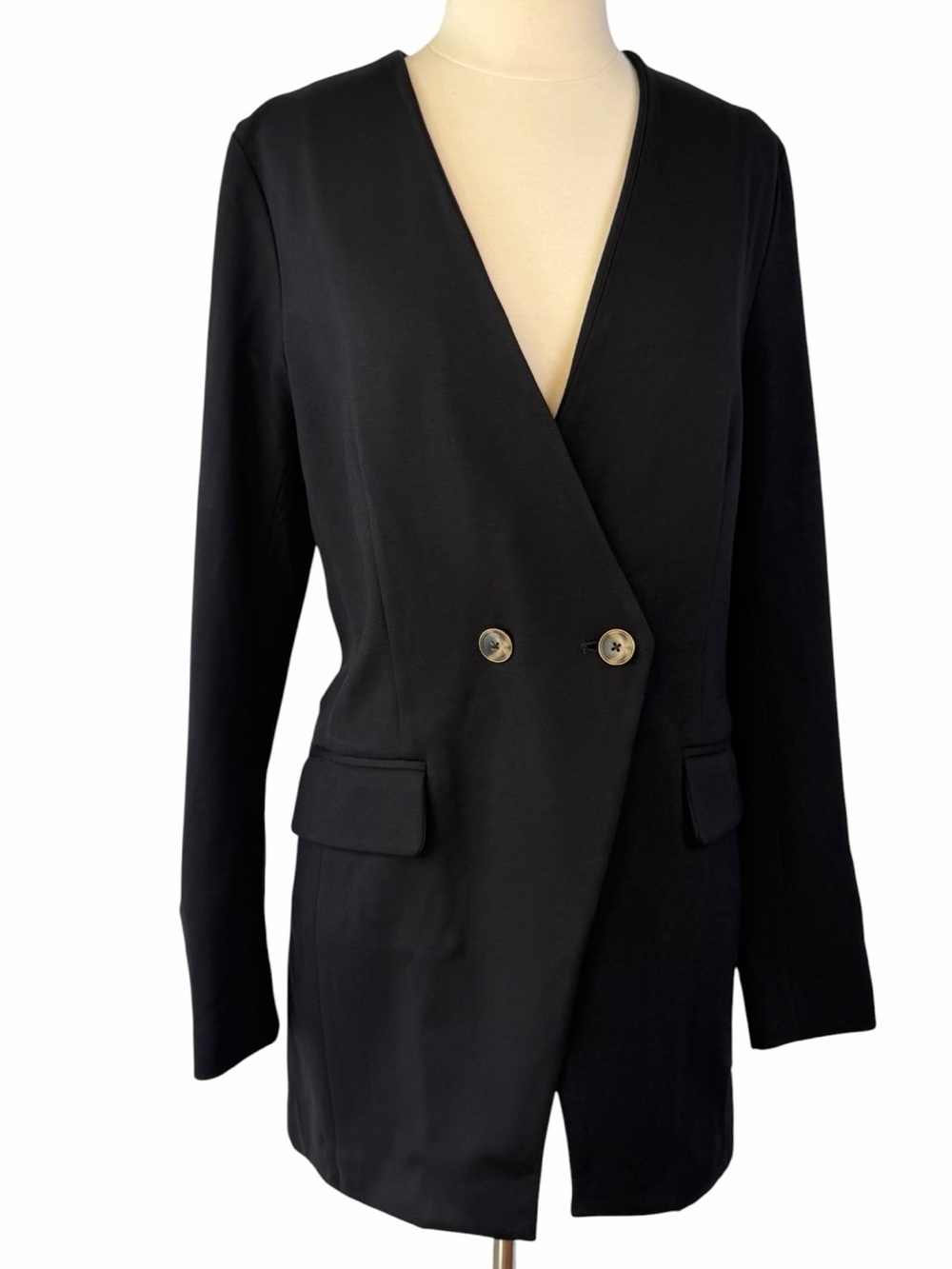 PEARL by Lela Rose Ponte Blazer Black Double-Breasted Women's Jacket 8
